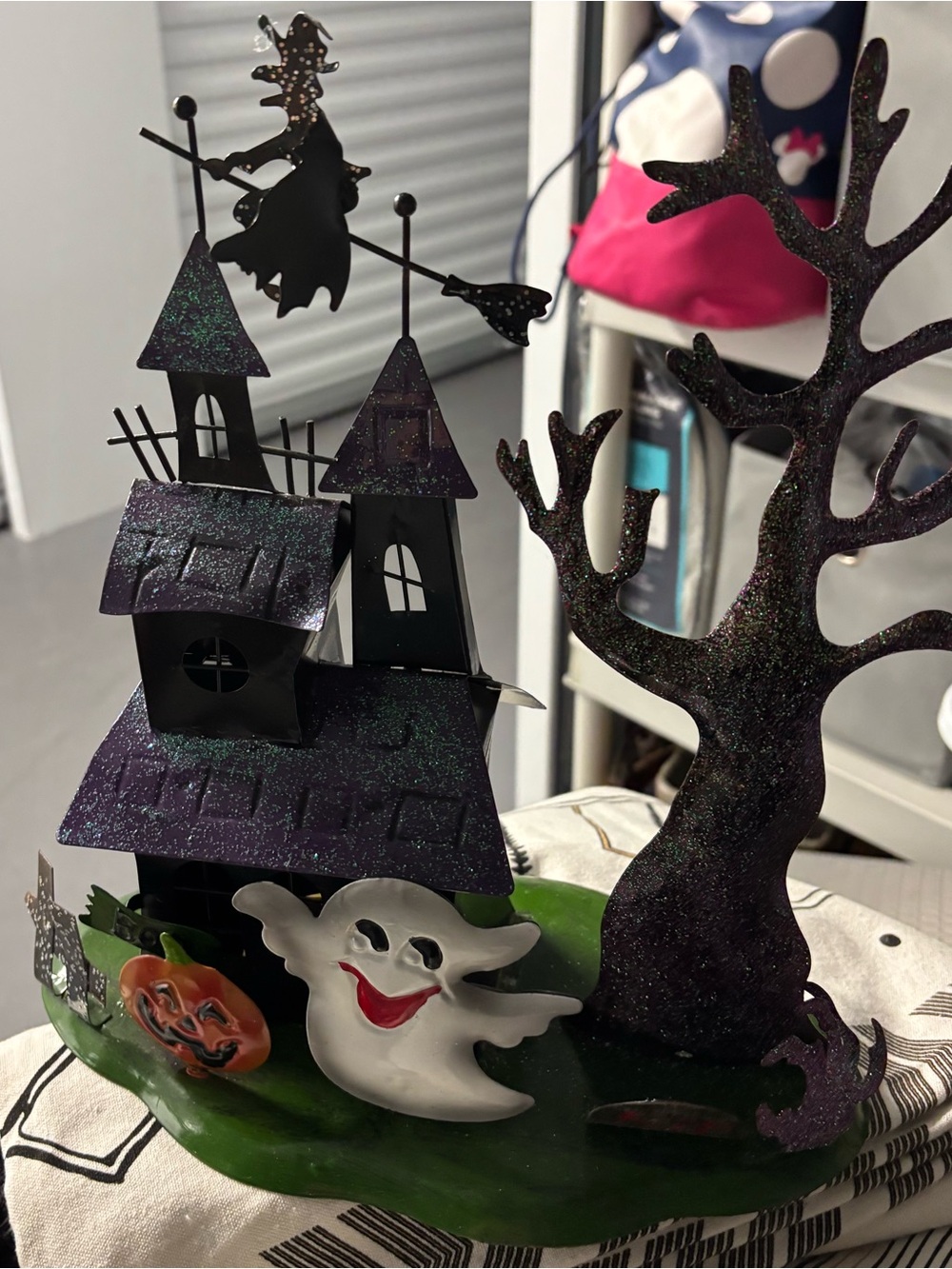 Halloween Haunted House Centerpiece - Purple and Green